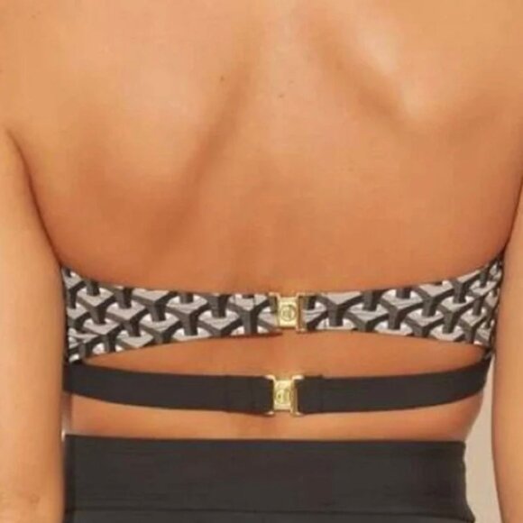 Bleu by Rod Beattie Bikini Top High Straps Women's Swimwear Gray/Black Size 4 - Picture 3 of 9